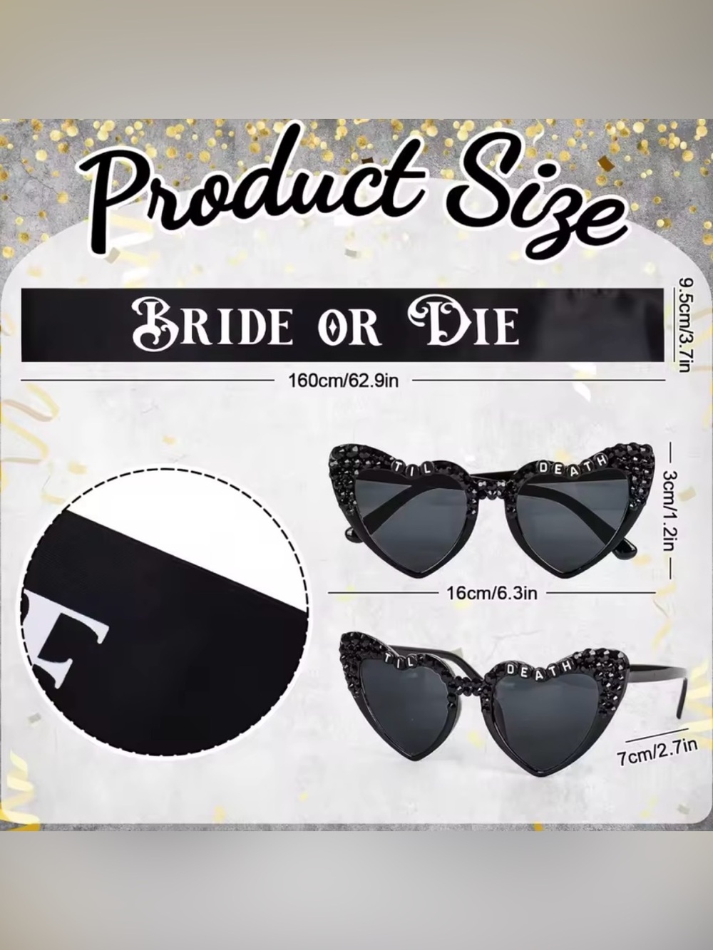 Macy's Black Crystal Heart Sunglasses